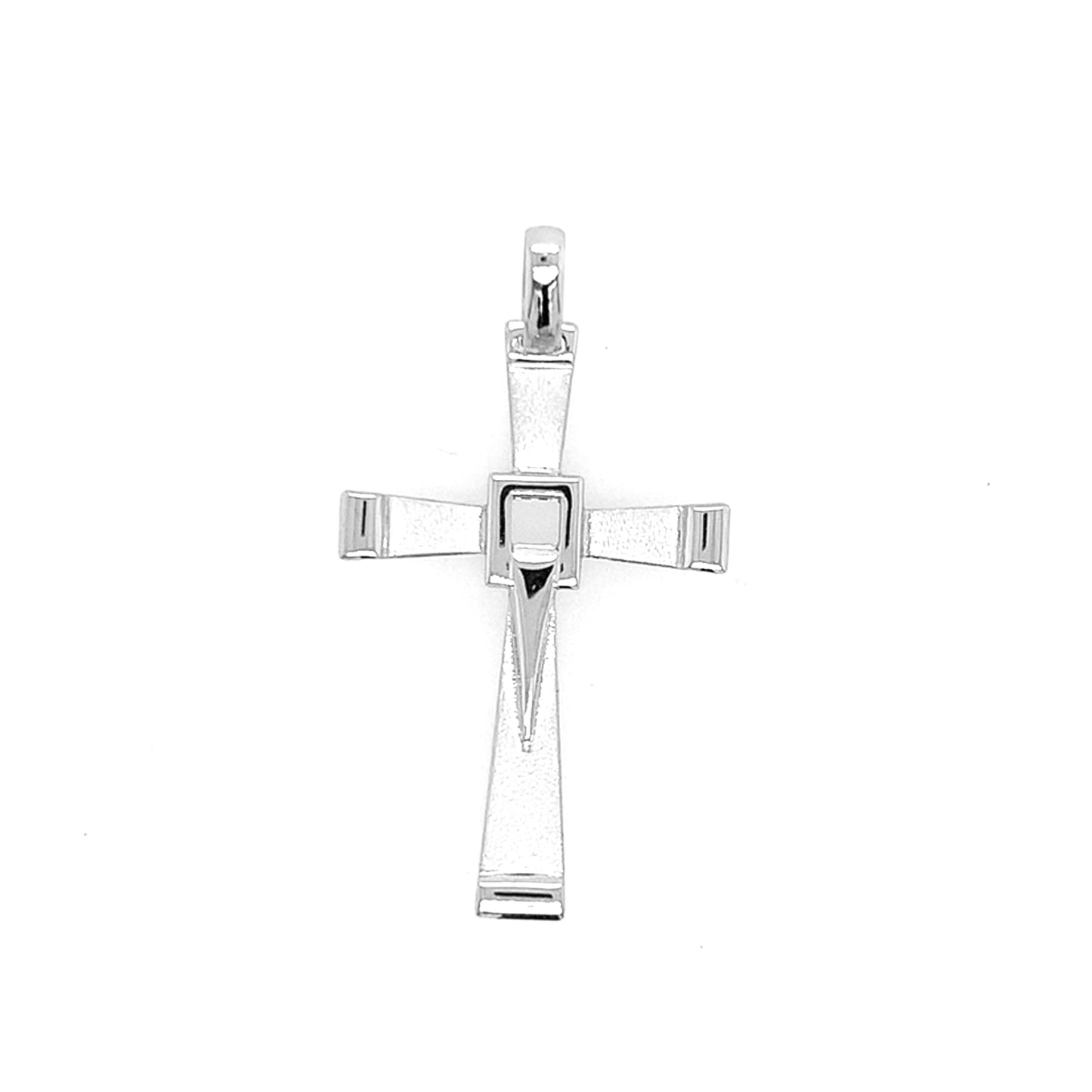 14K White Gold Textured Cross Pendant