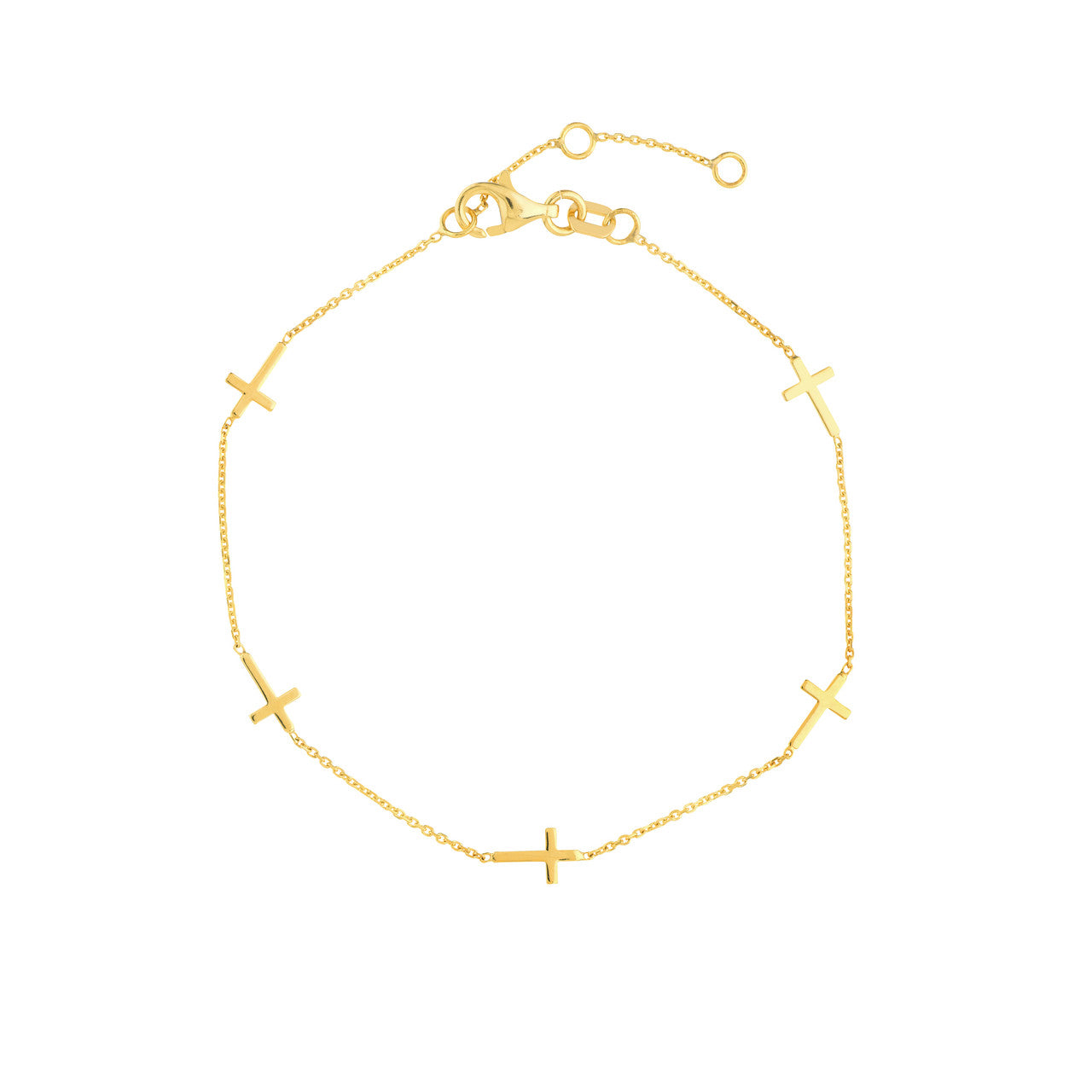 Rolland's Designs 14k 5 Station Mini Cross Bracelet
