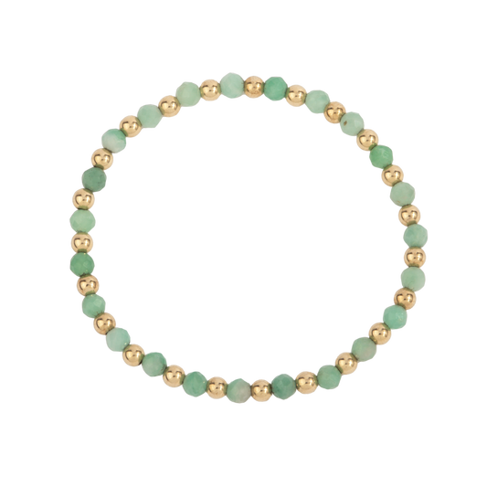 Dee Berkley Emerald Beaded Bracelet With Alternating Gold Filled Beads