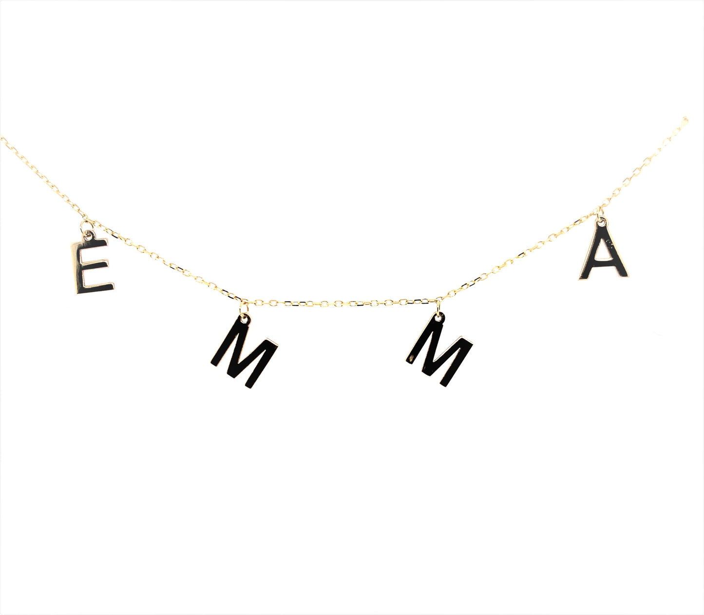 Rolland's Designs 14K Gold Hanging Initials Necklace "EMMA"