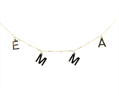 Rolland's Designs 14K Gold Hanging Initials Necklace "EMMA"