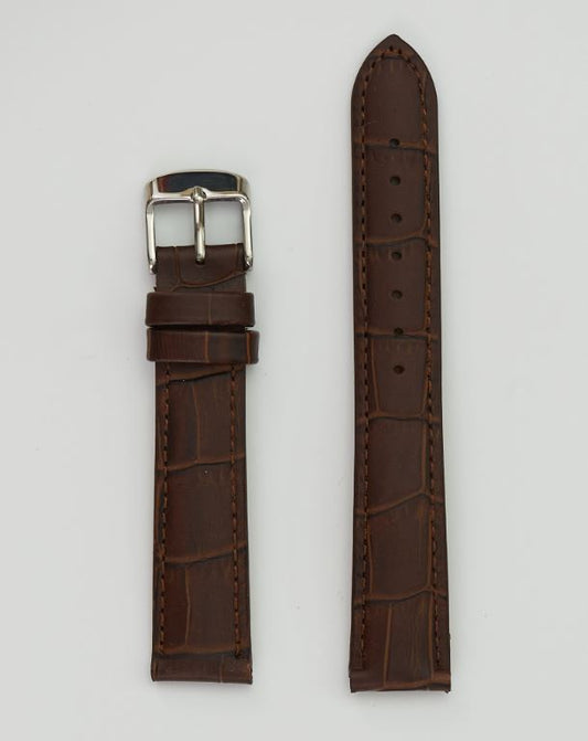 18Mm Genuine Leather Brown Watch Band