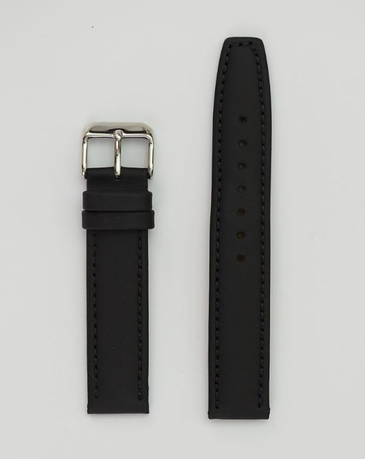 22Mm Black Leather Watch Band