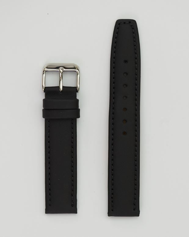 22Mm Black Leather Watch Band