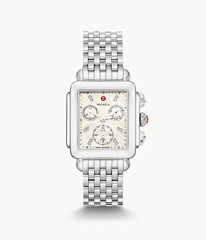 Michele Diamond Deco Stainless Steel Watch, 33mm