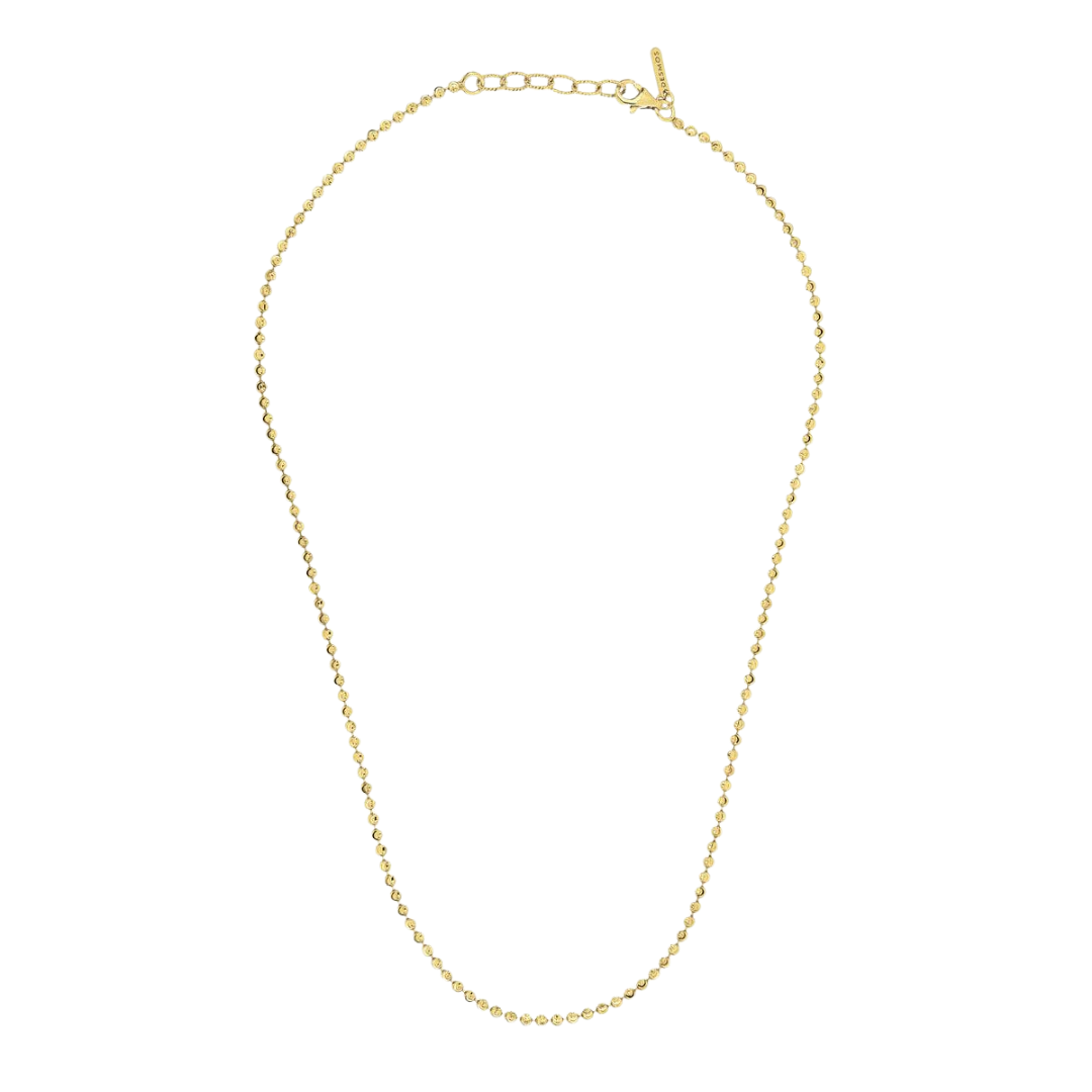 Desmos Steling Silver Yellow Gold Plated Moon Design Bead Necklace