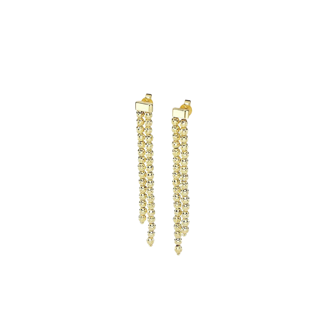 Desmos Sterling Silver Yellow Gold Plated 3 Row Crystal Drop Earrings
