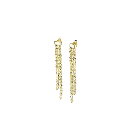 Desmos Sterling Silver Yellow Gold Plated 3 Row Crystal Drop Earrings