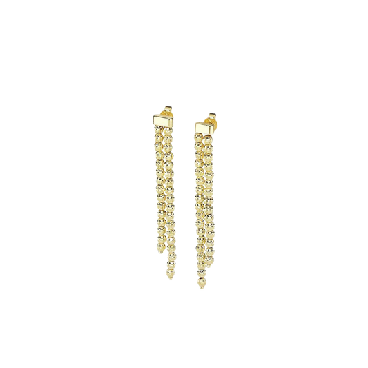 Desmos Sterling Silver Yellow Gold Plated 3 Row Crystal Drop Earrings