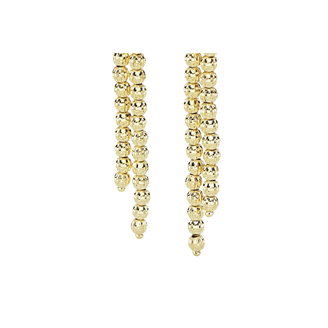 Desmos Sterling Silver Yellow Gold Plated 3 Row Crystal Drop Earrings