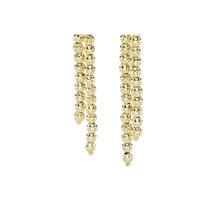 Desmos Sterling Silver Yellow Gold Plated 3 Row Crystal Drop Earrings