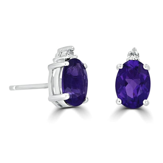 Rolland's Design Oval Cut Amethyst Studs