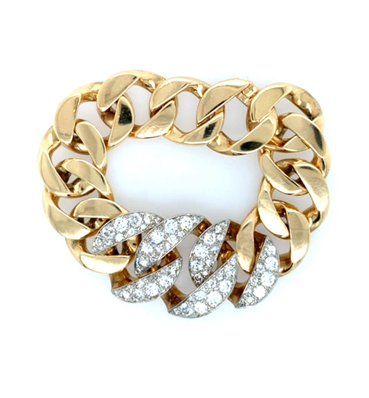 Estate 14K Gold Seaman Schepps Designer Curb Diamond Bracelet