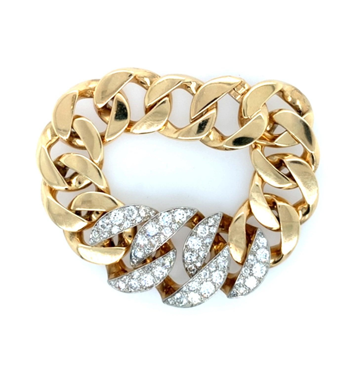 Estate 14K Gold Seaman Schepps Designer Curb Diamond Bracelet