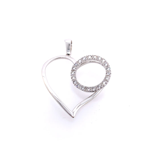 Estate 14K Gold Diamond Eternity Circle In Heart