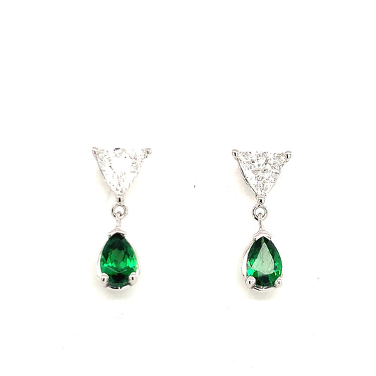 Rolland's Designs 14K White Gold Diamond & Garnet Earring
