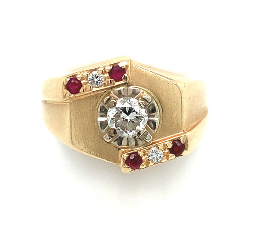 Estate 14K Gold Ruby & Diamond Ring