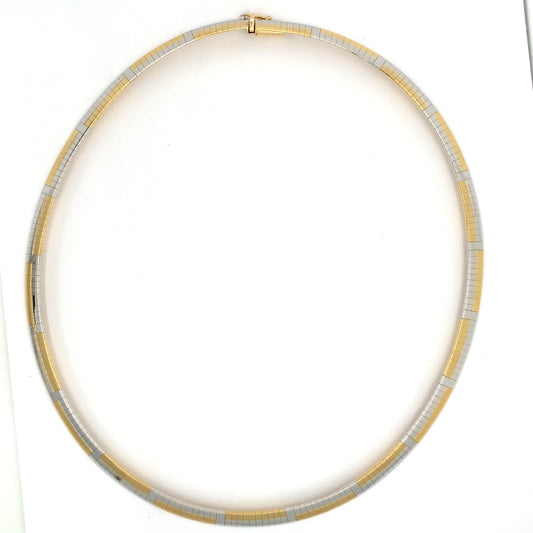 Estate 18K Gold Two Tone Omega Necklace