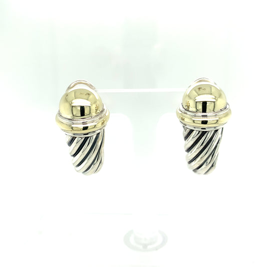 Estate David Yurman "Metro" Gold Two Tone Earrings
