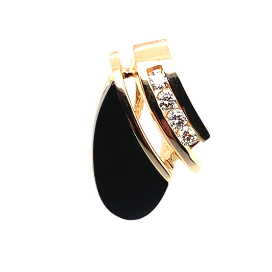 Estate 14K Gold Diamond & Black Onyx Pendant