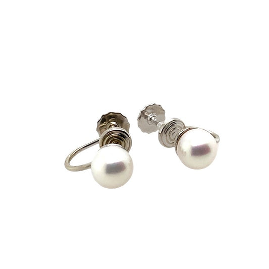 Estate14K Gold Screw On Pearl Earrings