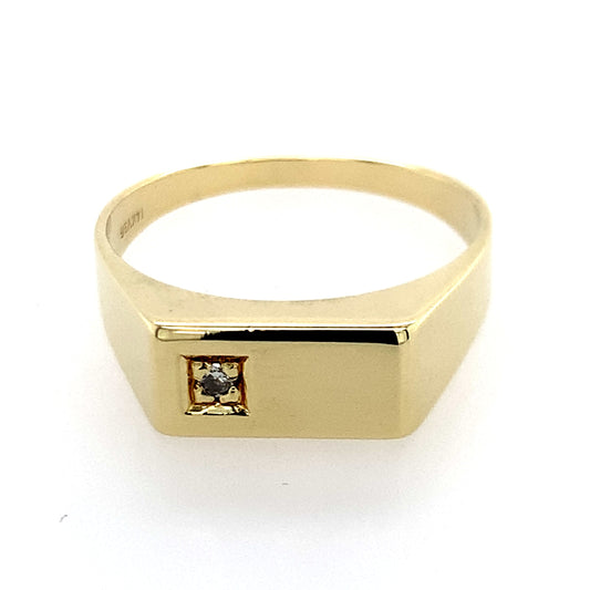 Estate 14K Gold Signet Ring with Diamond Accents