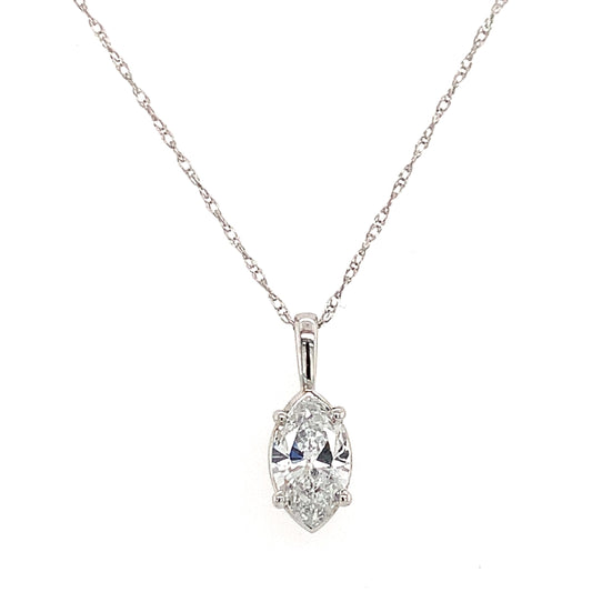 Estate 14K Gold Diamond Marquise Pendant