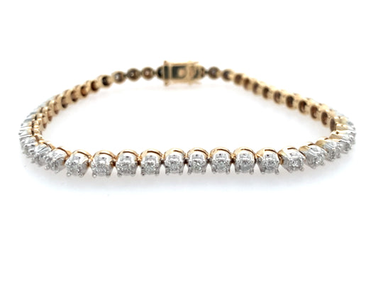 Estate 14K Gold Two-Tone Diamond Tennis Bracelet