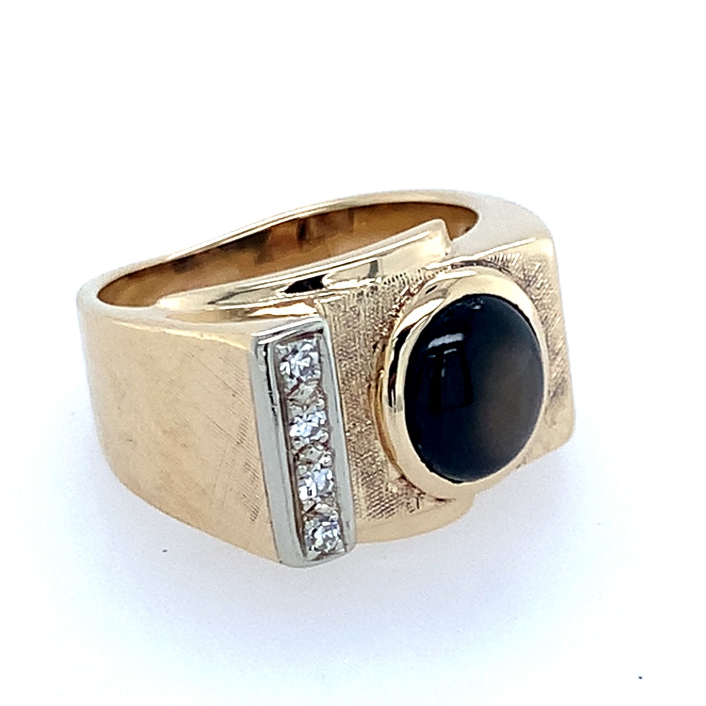 Estate 14K Gold Gents Cats Eye Ring