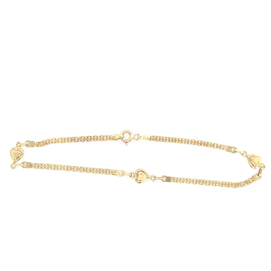 Estate 14K Gold Heart Anklet