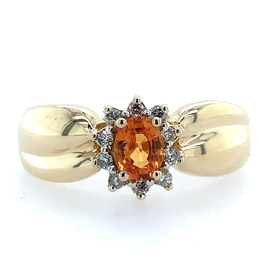Estate 14K Gold Citrine & Diamond Ring
