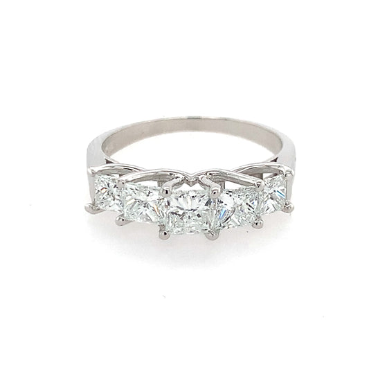 Estate 14K Gold 5 Stone Princess Cut Diamond Band