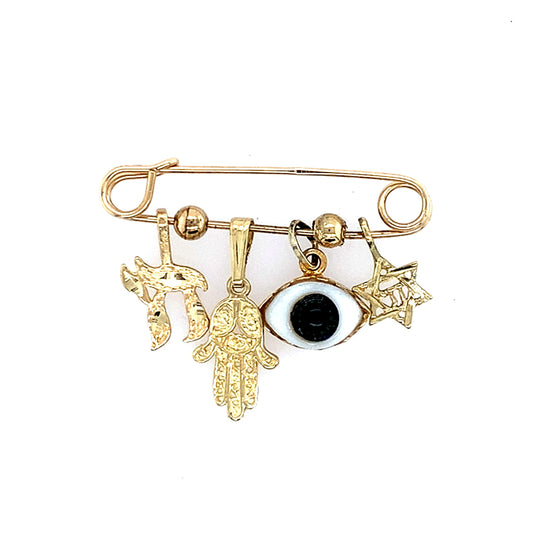 Estate 14K Gold Jewish Charm Pin