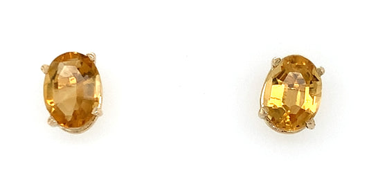 Estate 14K Gold Citrine Stud Earrings