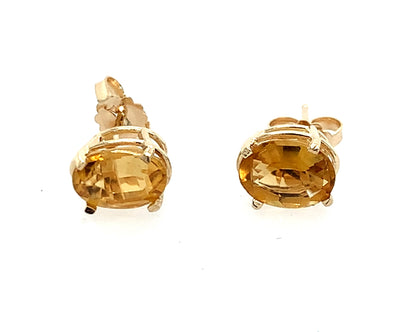 Estate 14K Gold Citrine Stud Earrings