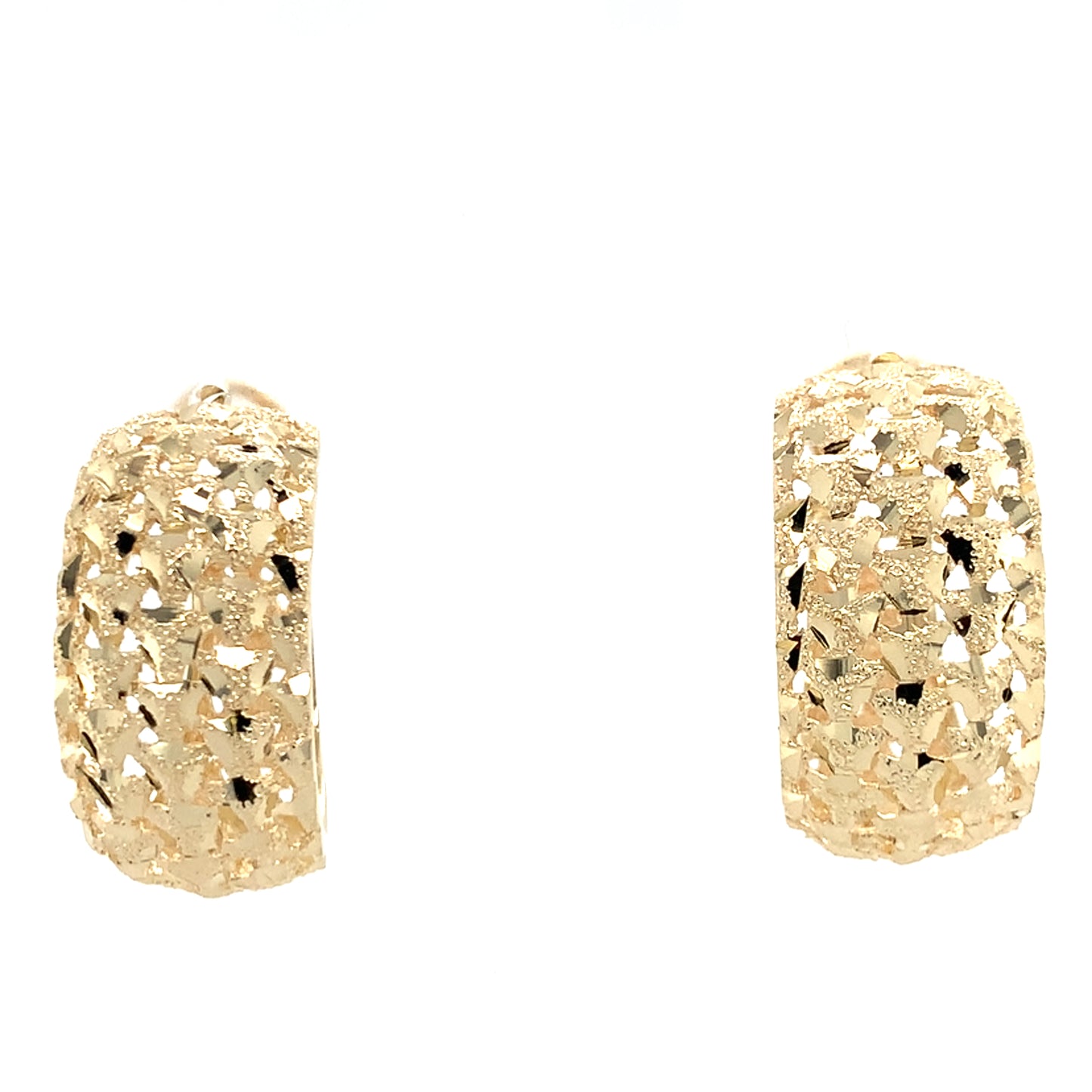 Estate 14K Gold Diamond Cut Hoop Earrings