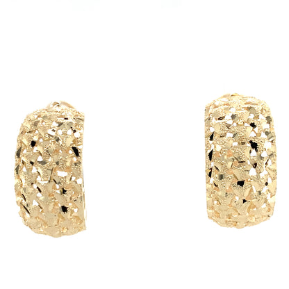 Estate 14K Gold Diamond Cut Hoop Earrings