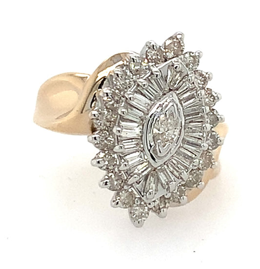 Estate 14K Gold Diamond Cluster Ring