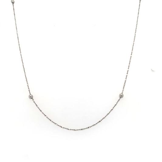 Estate 14K White Gold Beaded Chain