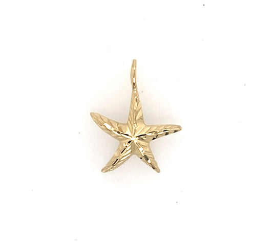 Estate 14K Gold Diamond Cut Starfish Pendant