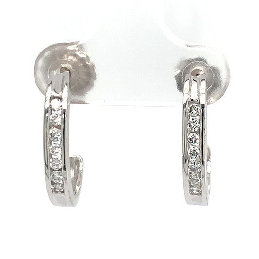 Estate 14K Gold Diamond Channel J Hoops