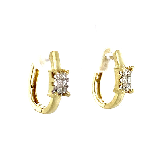 Estate 14K Gold Diamond Hoop Earrings