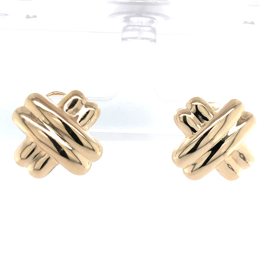 Estate 14K Gold "X" Earrings