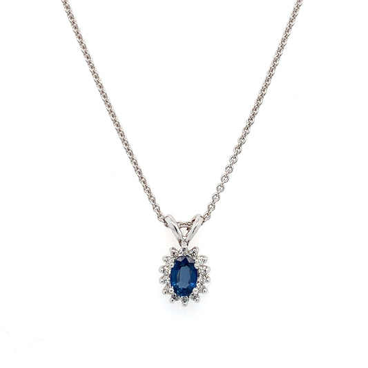 Estate 14K Gold Sapphire And Diamond Necklace