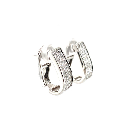Estate18K White Gold  Princess Cut Invisible Set Diamond Omega Back Earrings