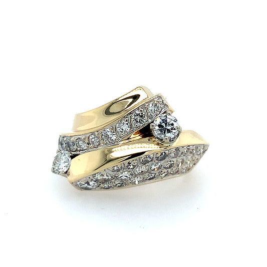 Estate 14K Gold Two-Tone Diamond Ring