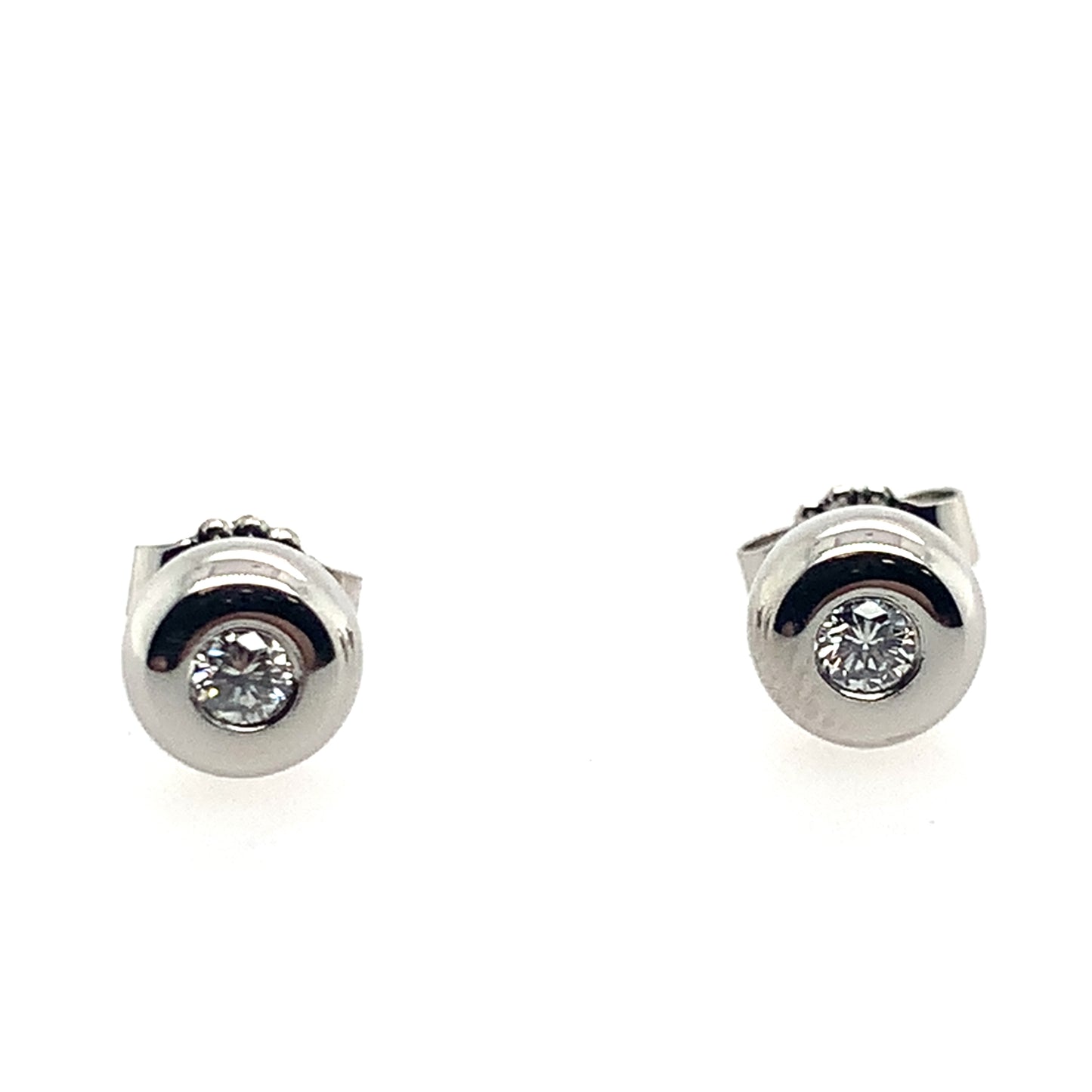Estate14K White Gold Bezel Diamond Studs