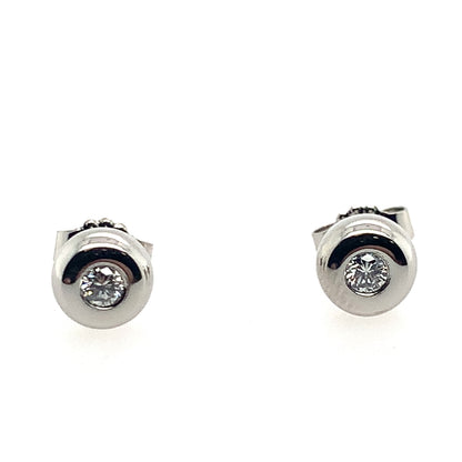 Estate14K White Gold Bezel Diamond Studs