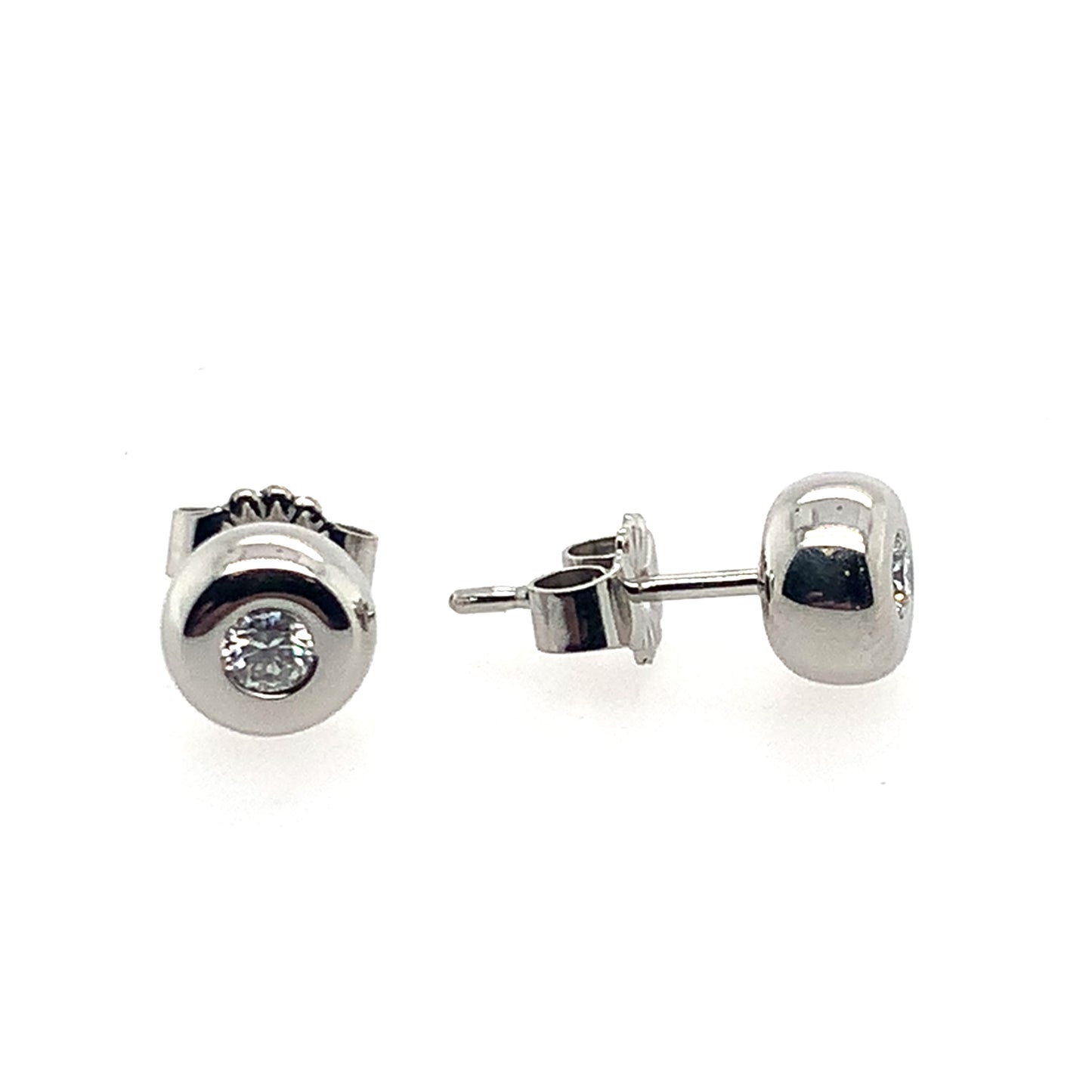 Estate14K White Gold Bezel Diamond Studs