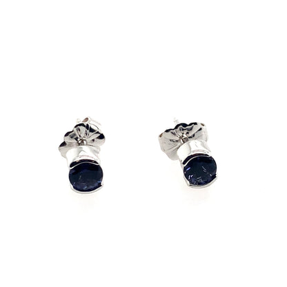 Estate 14K White Gold Round Purple Half Bezel Stud Earrings
